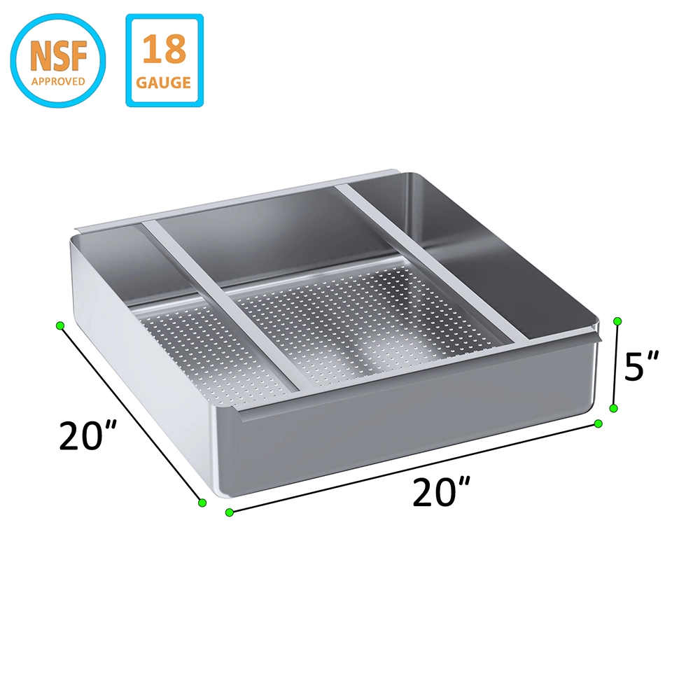 20" X 20" X 5" Pre-Rinse Basket with Stainless Steel Slides - Image 3