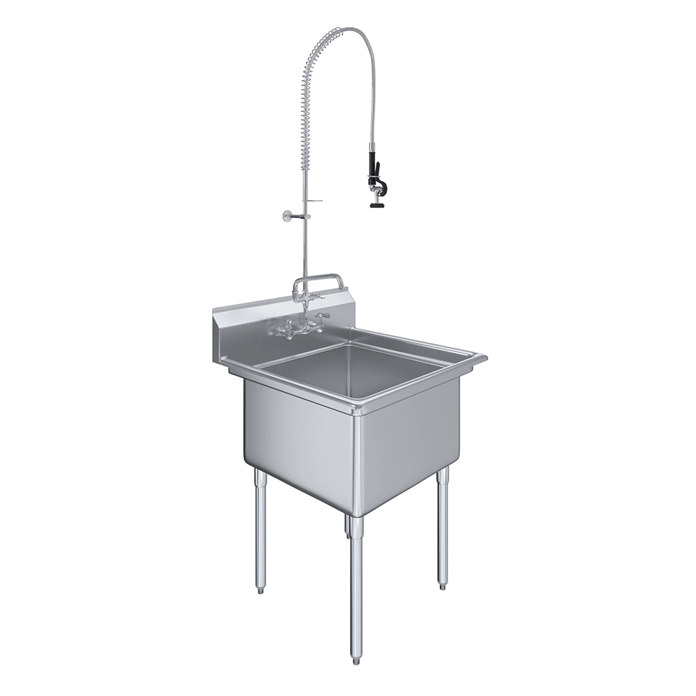 30 in. x 30 in. Stainless Steel One Compartment Sink with Pre-Rinse Faucet Assembly