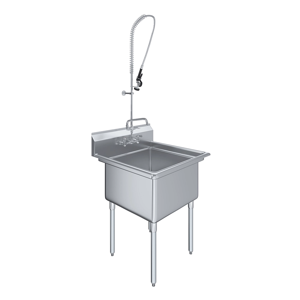 30 in. x 30 in. Stainless Steel One Compartment Sink with Pre-Rinse Faucet Assembly - Image 5