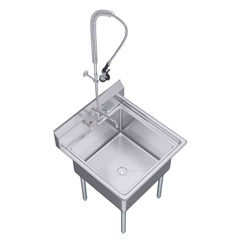30 in. x 30 in. Stainless Steel One Compartment Sink with Pre-Rinse Faucet Assembly - Image 4