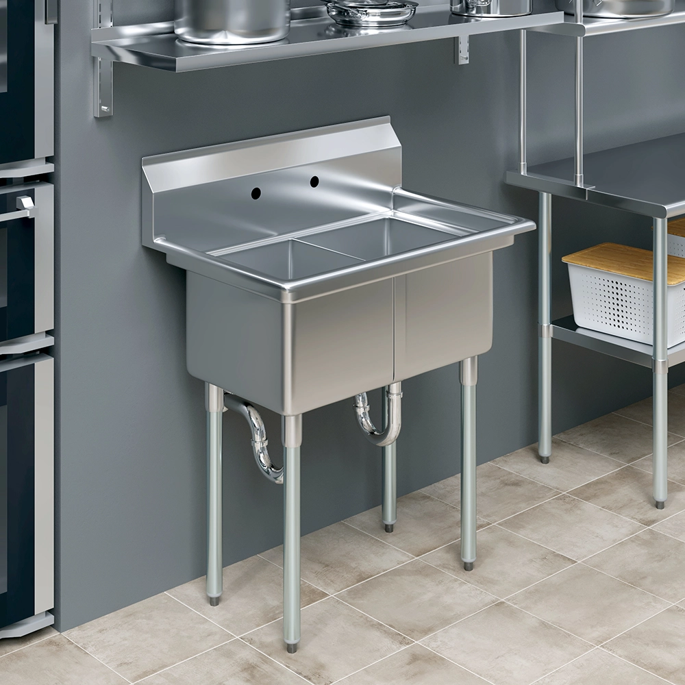 22 in. x 34 in. Stainless Steel Two Compartment Sink - Image 9