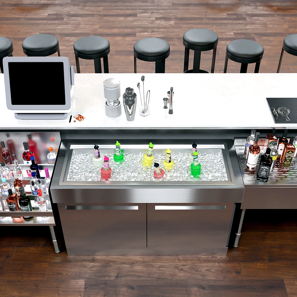 18 in. x 48 in. Stainless Steel Drop-In Ice Bin with Sliding Lid - Image 5