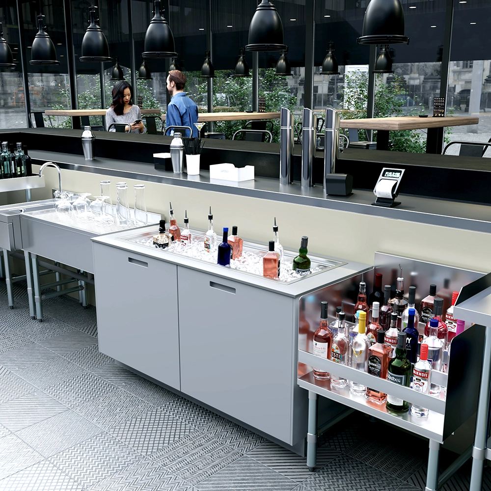 18 in. x 48 in. Stainless Steel Drop-In Ice Bin with Sliding Lid - Image 10