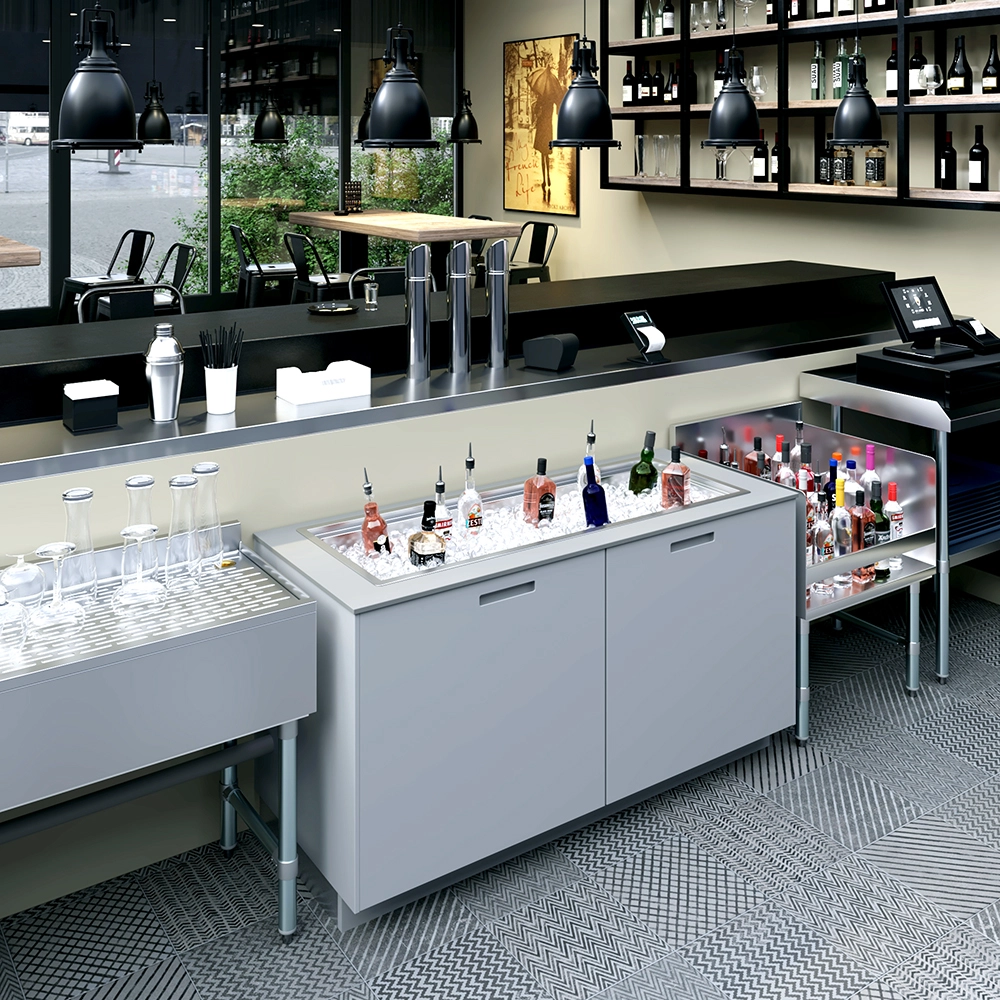 18 in. x 48 in. Stainless Steel Drop-In Ice Bin with Sliding Lid - Image 9