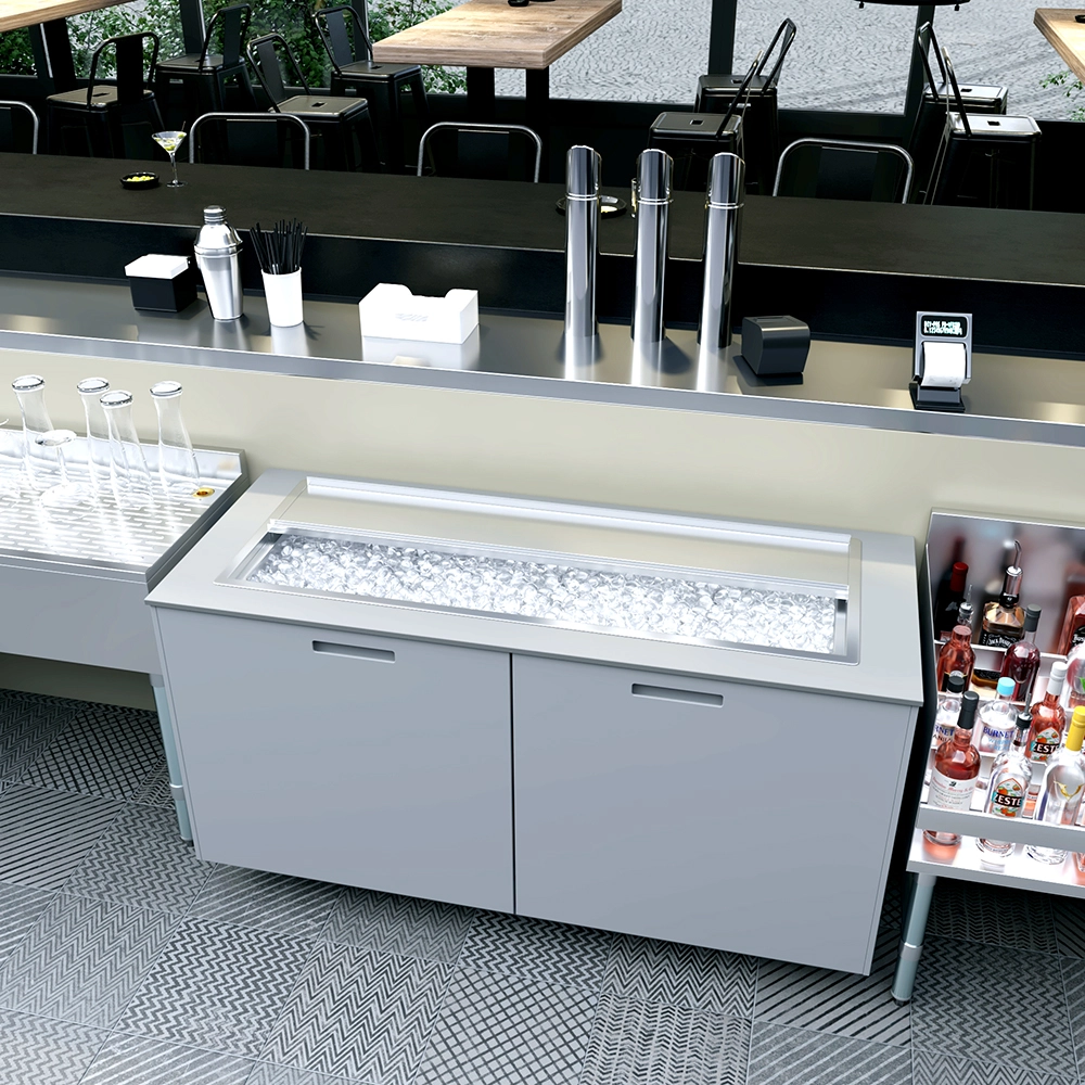 18 in. x 48 in. Stainless Steel Drop-In Ice Bin with Sliding Lid - Image 8