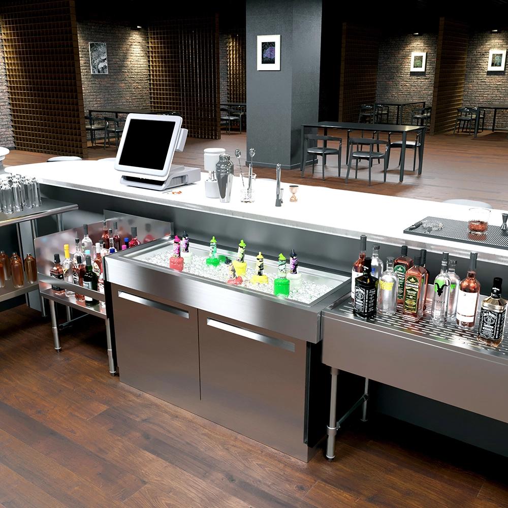 18 in. x 48 in. Stainless Steel Drop-In Ice Bin with Sliding Lid - Image 7