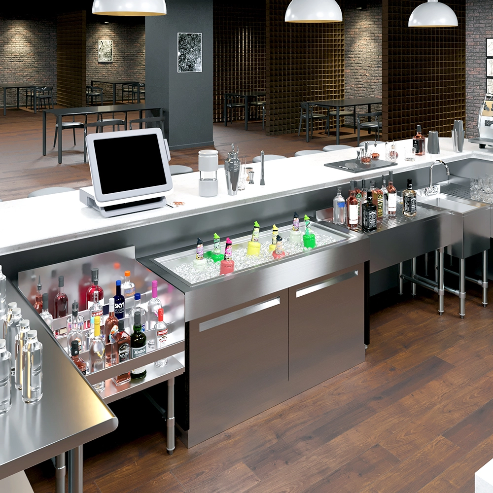 18 in. x 48 in. Stainless Steel Drop-In Ice Bin with Sliding Lid - Image 6