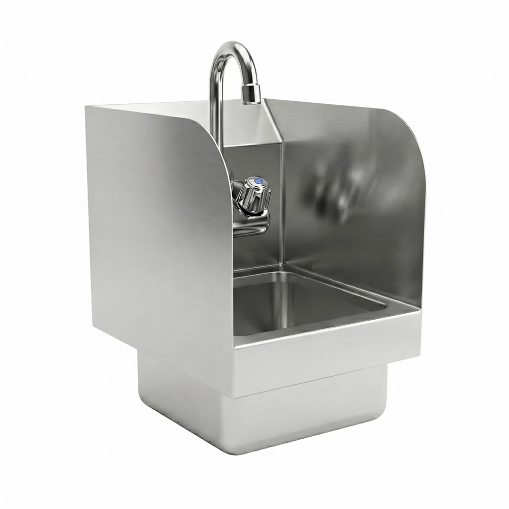 12 in. x 9 in. x 13 in. Wall Mount Stainless Steel Hand Sink with Side Splashes