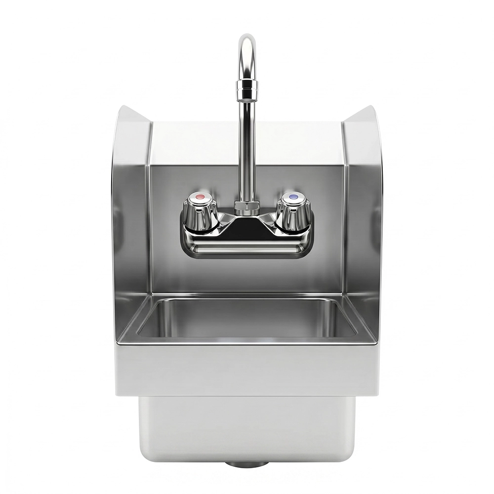 12 in. x 9 in. x 13 in. Wall Mount Stainless Steel Hand Sink with Side Splashes - Image 2