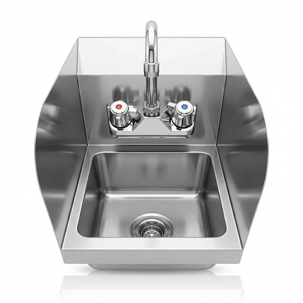 12 in. x 9 in. x 13 in. Wall Mount Stainless Steel Hand Sink with Side Splashes - Image 4