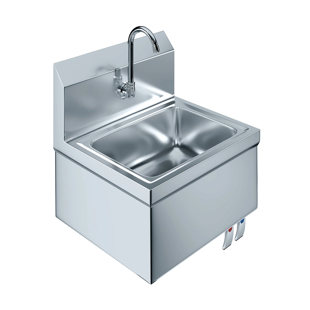 Stainless Steel Hands Free Wall Mounted Hand Sink 17 in. x 15 in. With Gooseneck Faucet