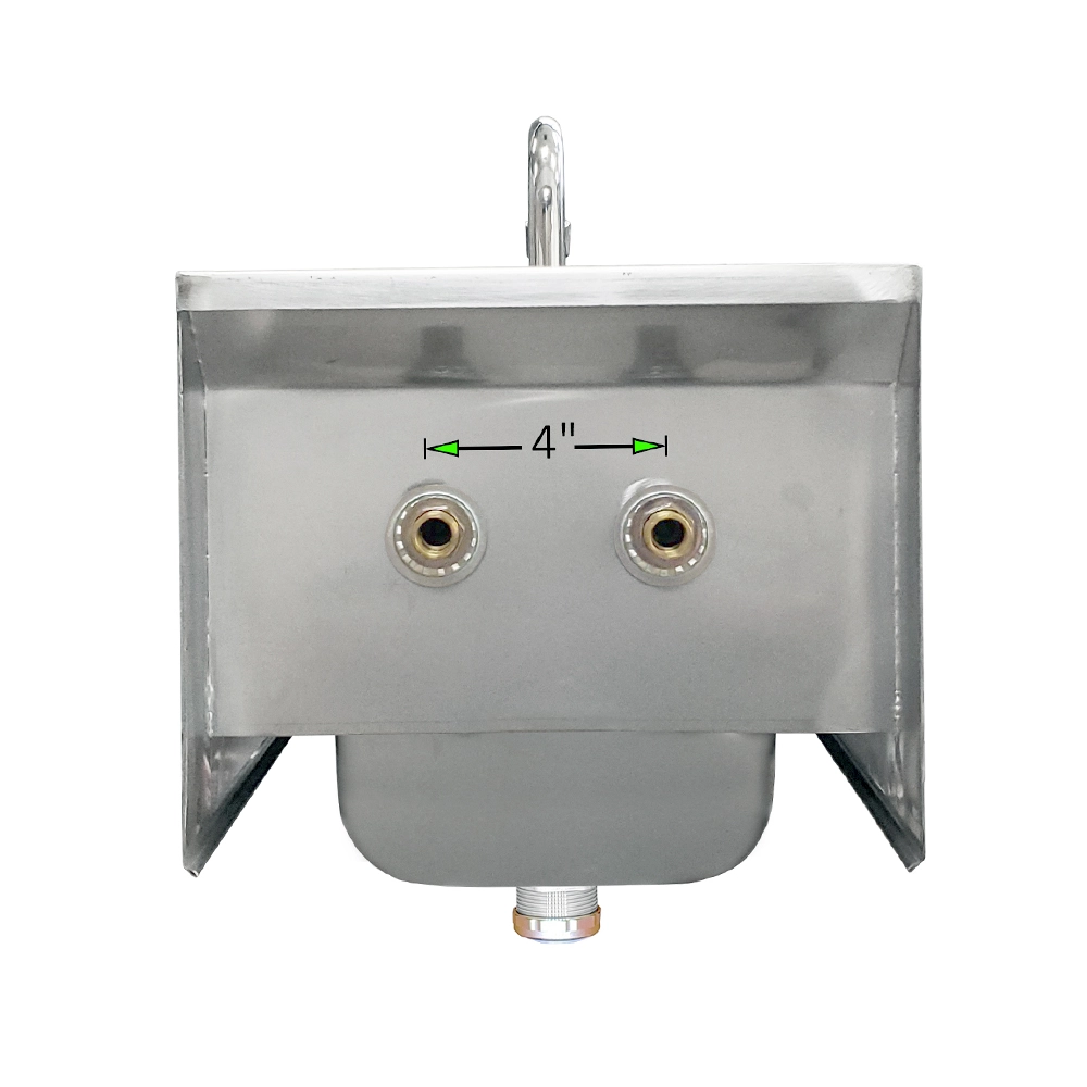 Stainless Steel Wall Mount Hand Sink with SideSplash 12 in. x 12 in. With Gooseneck Faucet - Image 2