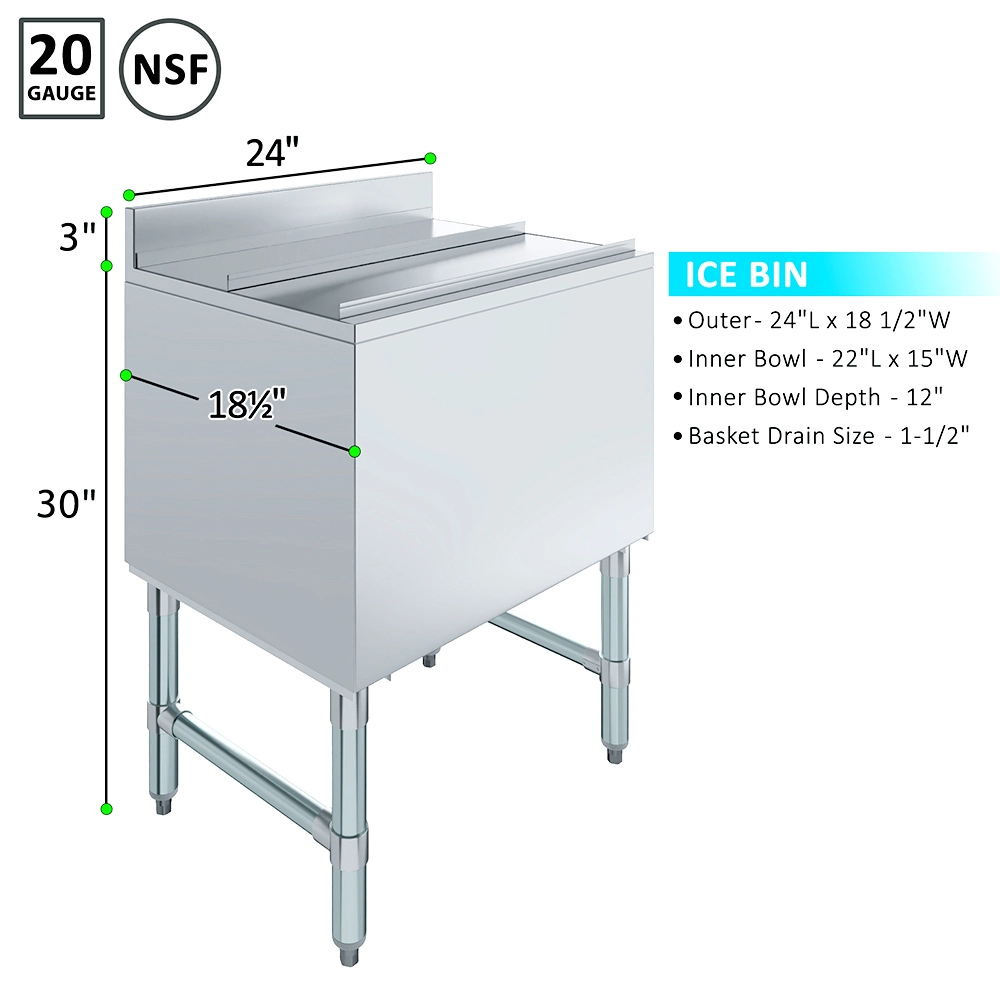 18 1/2 in. x 24 in. x 30 in. Freestanding Stainless Steel Ice Bin With 7-circuit Cast Aluminum Cold Plate - Image 3