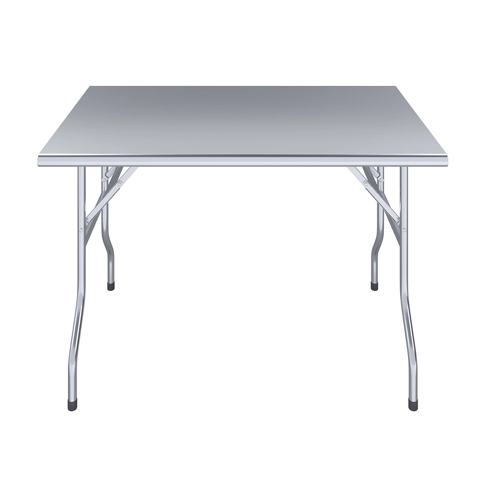 30 in. x 48 in. Stainless Steel Open Base Folding Table - Image 2