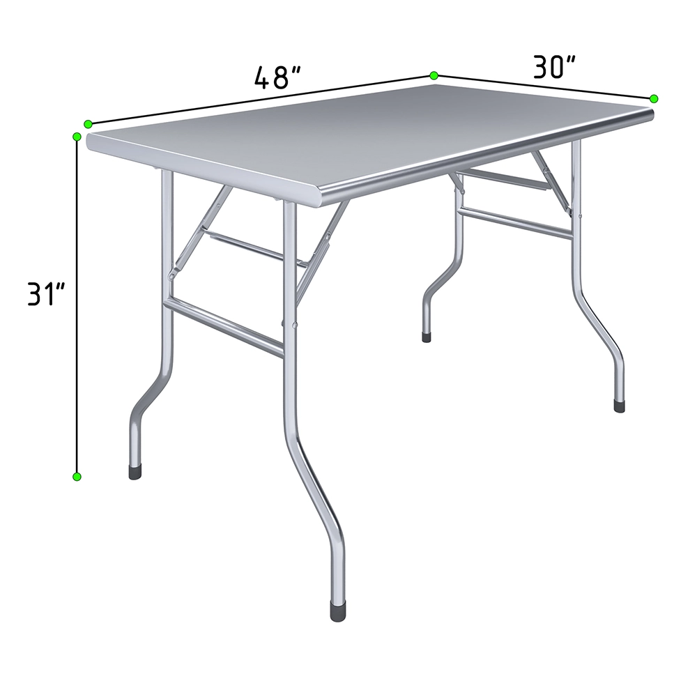 30 in. x 48 in. Stainless Steel Open Base Folding Table - Image 3