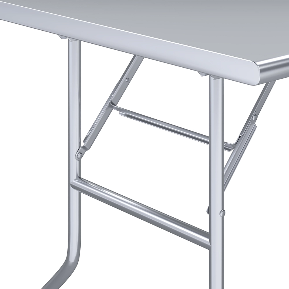30 in. x 48 in. Stainless Steel Open Base Folding Table - Image 4