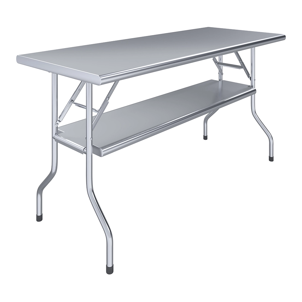 24 in. x 60 in. Folding Stainless Steel Work Table with Removable Undershelf