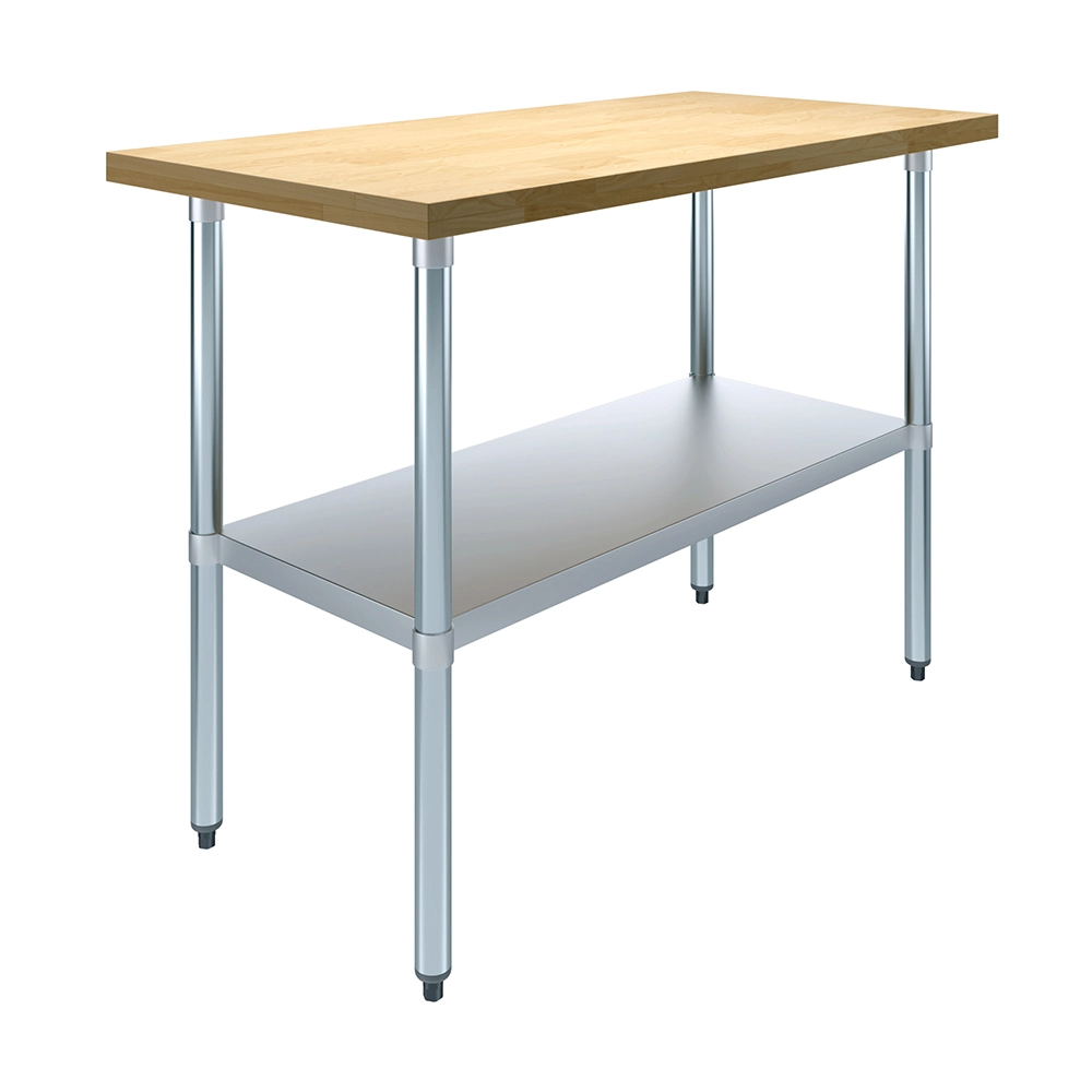 Open Box - 24" X 48" Maple Wood Top Work Table with Adjustable Undershelf