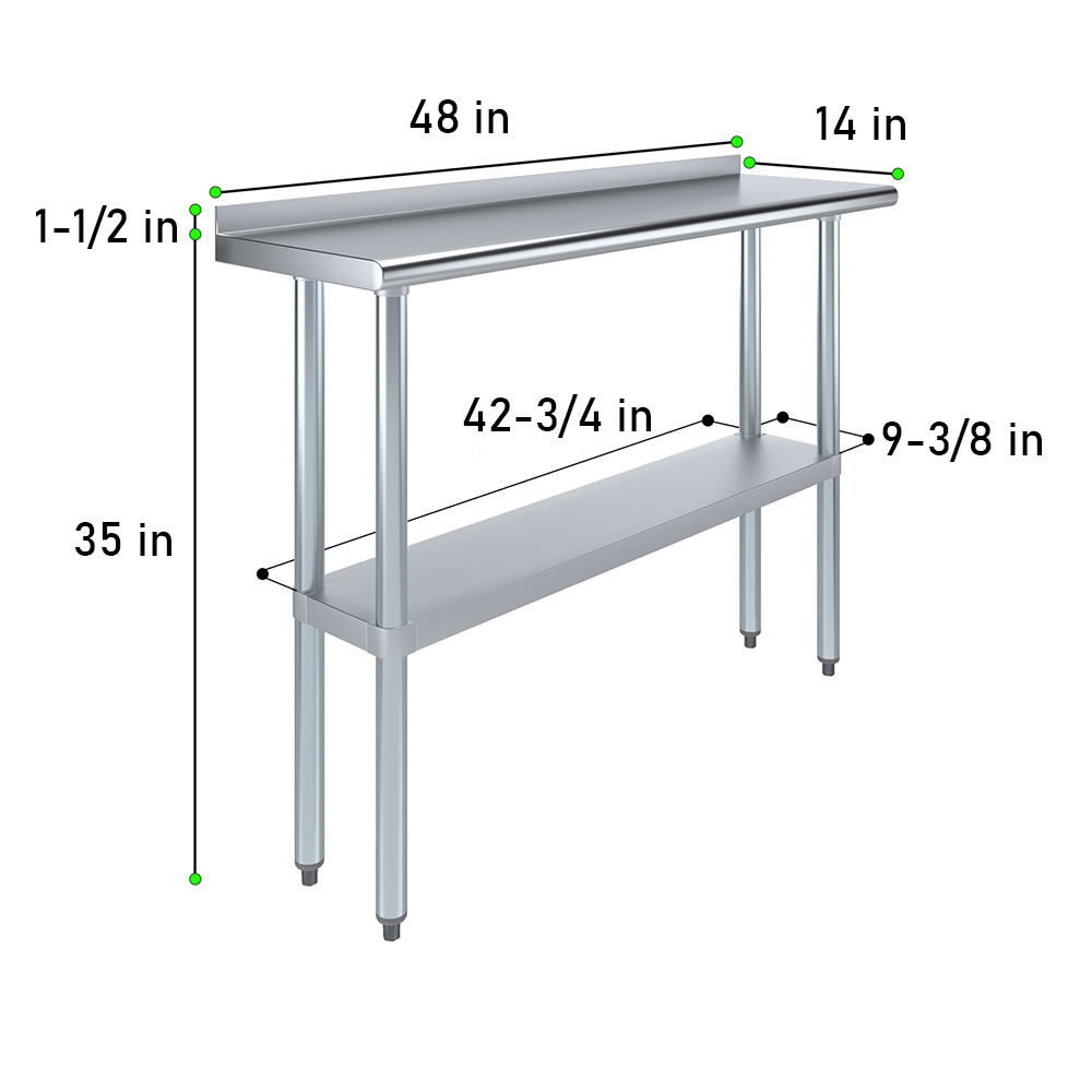 14 in. X 48 in. Stainless Steel Work Table with 1-1/2 in. Backsplash - Image 3