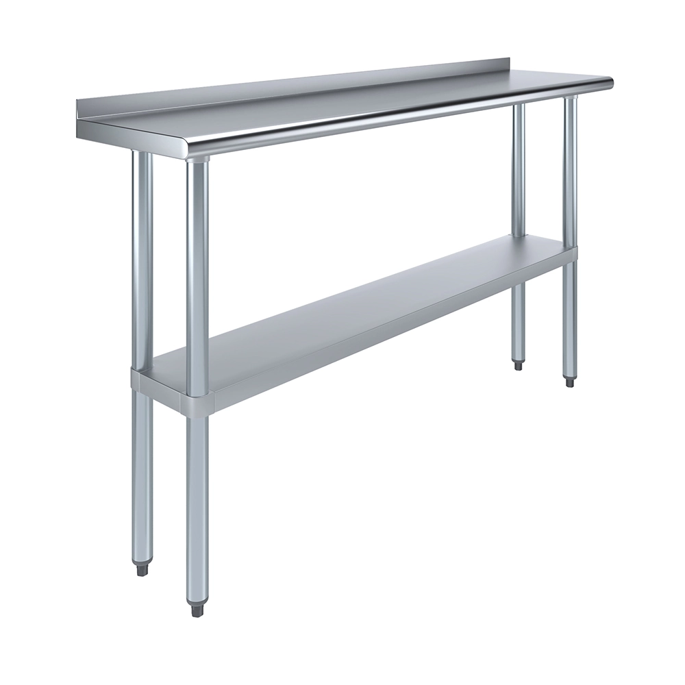 Open Box - 14 in. X 60 in. Stainless Steel Work Table with 1-1/2 in. Backsplash