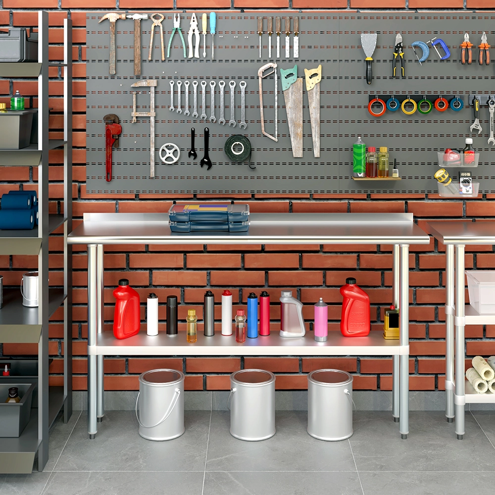 14 in. X 60 in. Stainless Steel Work Table with 1-1/2 in. Backsplash - Image 5