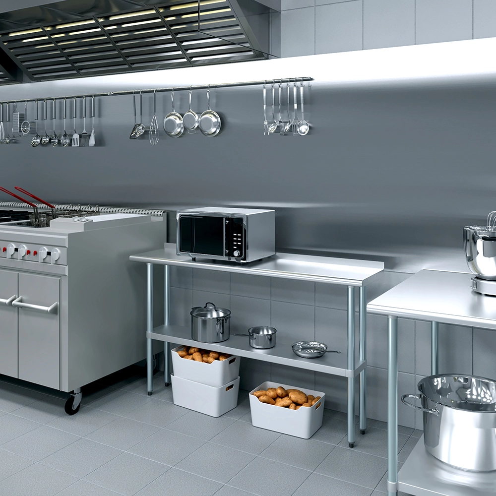 14 in. X 60 in. Stainless Steel Work Table with 1-1/2 in. Backsplash - Image 4