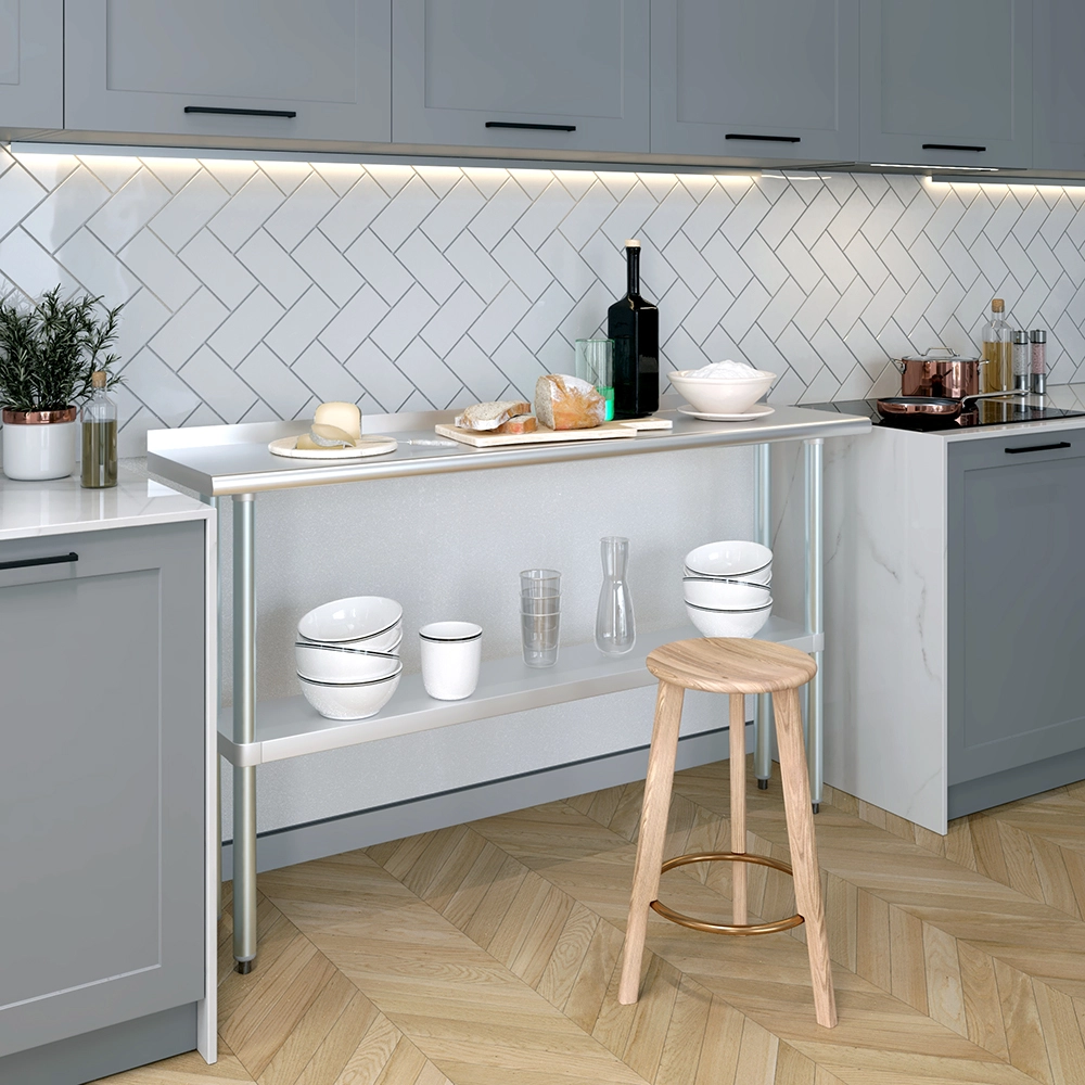 14 in. X 60 in. Stainless Steel Work Table with 1-1/2 in. Backsplash - Image 8