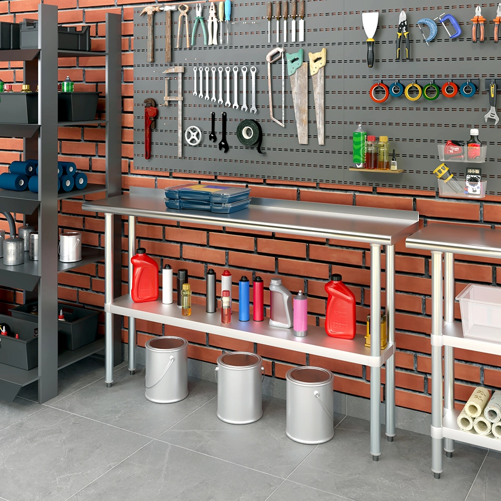 14 in. X 60 in. Stainless Steel Work Table with 1-1/2 in. Backsplash - Image 6