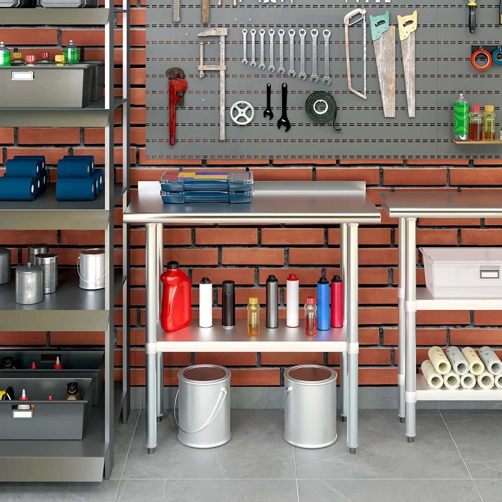 18 in. X 36 in. Stainless Steel Work Table with 1-1/2 in. Backsplash - Image 5