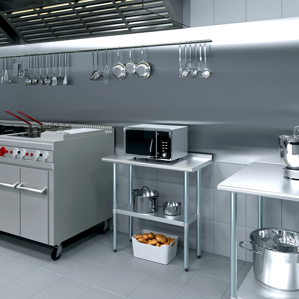 18 in. X 36 in. Stainless Steel Work Table with 1-1/2 in. Backsplash - Image 4