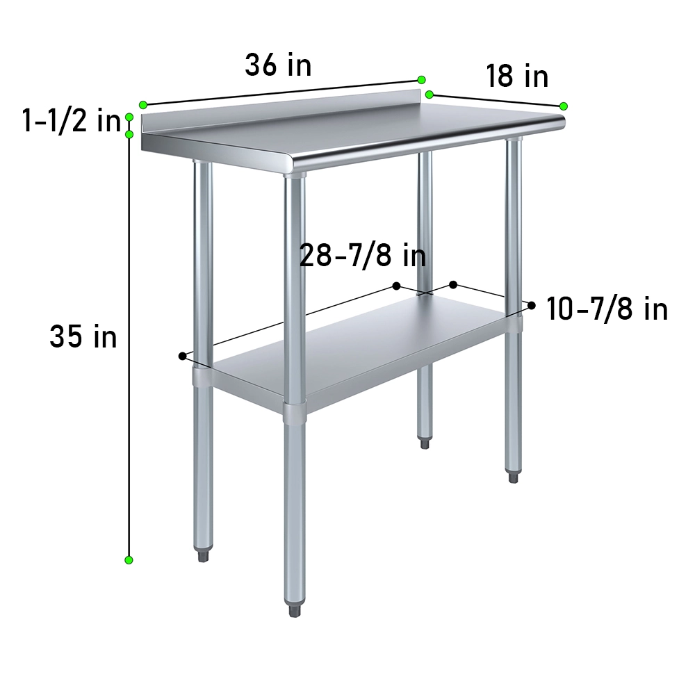 18 in. X 36 in. Stainless Steel Work Table with 1-1/2 in. Backsplash - Image 3