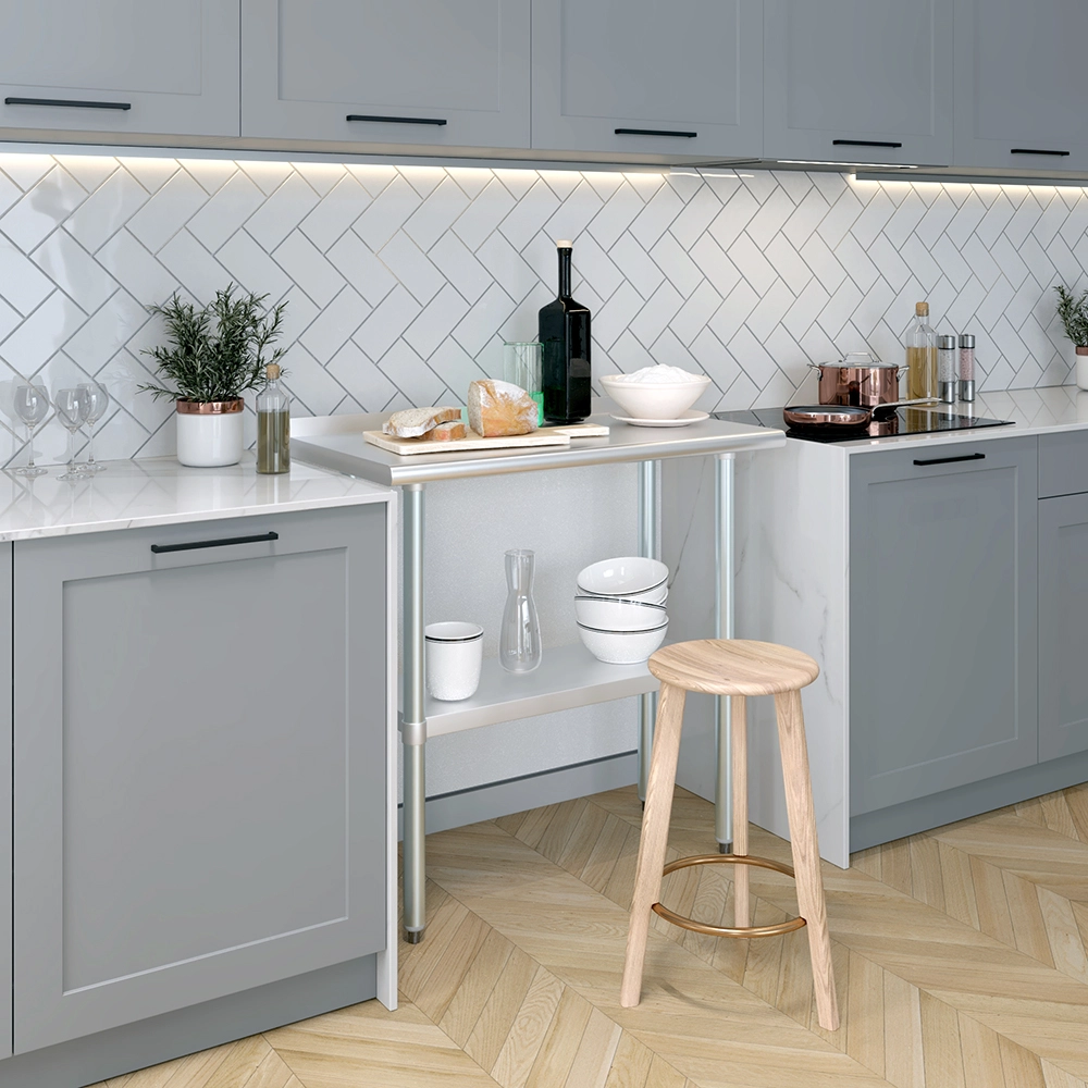 18 in. X 36 in. Stainless Steel Work Table with 1-1/2 in. Backsplash - Image 8