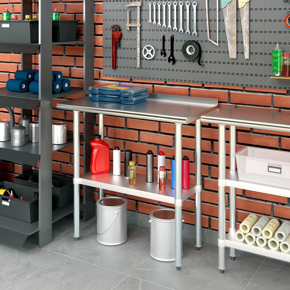 18 in. X 36 in. Stainless Steel Work Table with 1-1/2 in. Backsplash - Image 6