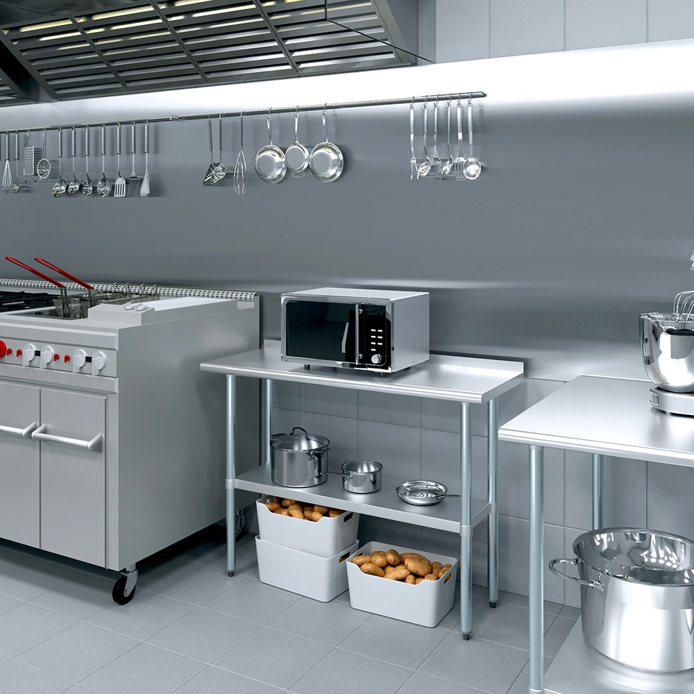 Open Box - 18 in. X 48 in. Stainless Steel Work Table with 1-1/2 in. Backsplash - Image 4