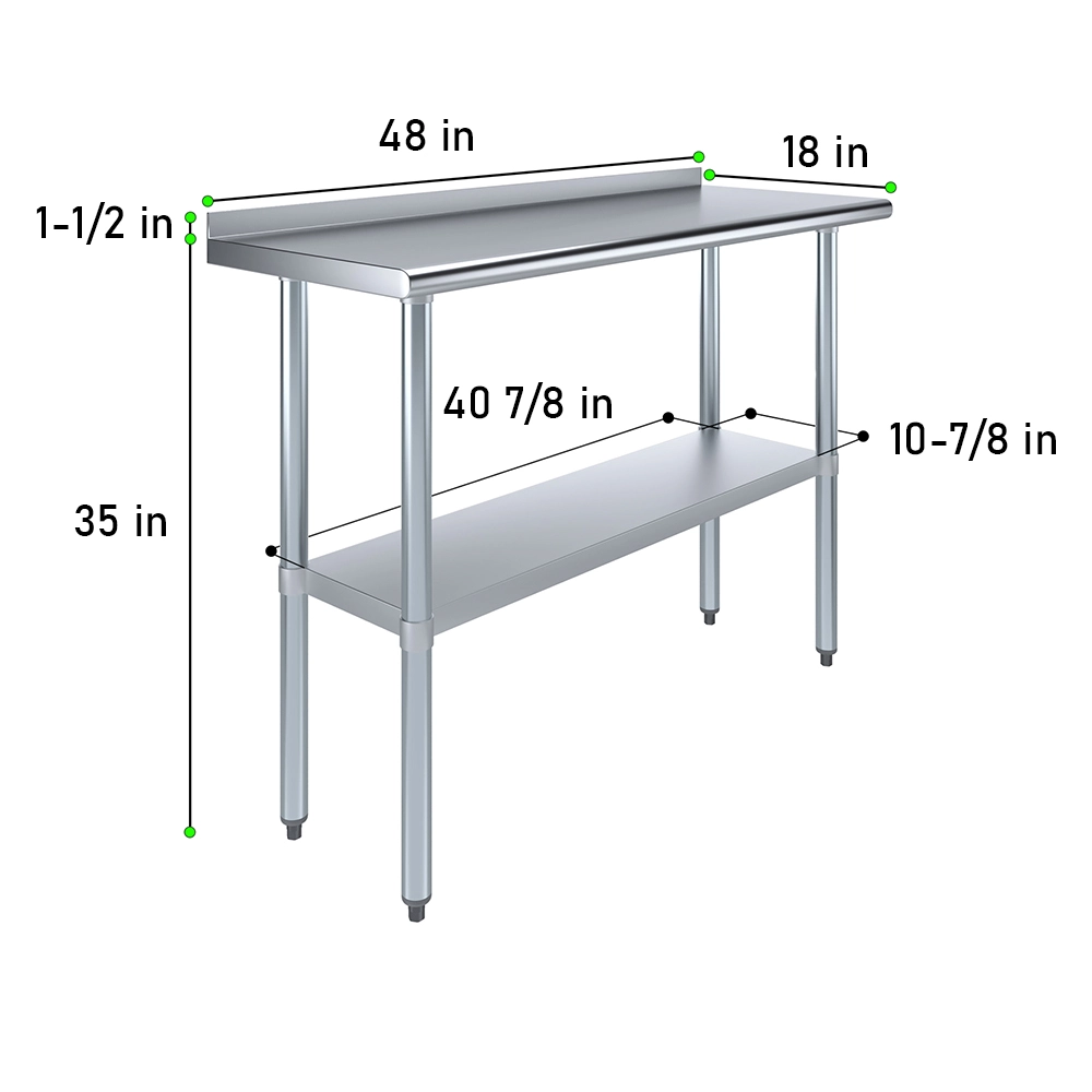 Open Box - 18 in. X 48 in. Stainless Steel Work Table with 1-1/2 in. Backsplash - Image 3