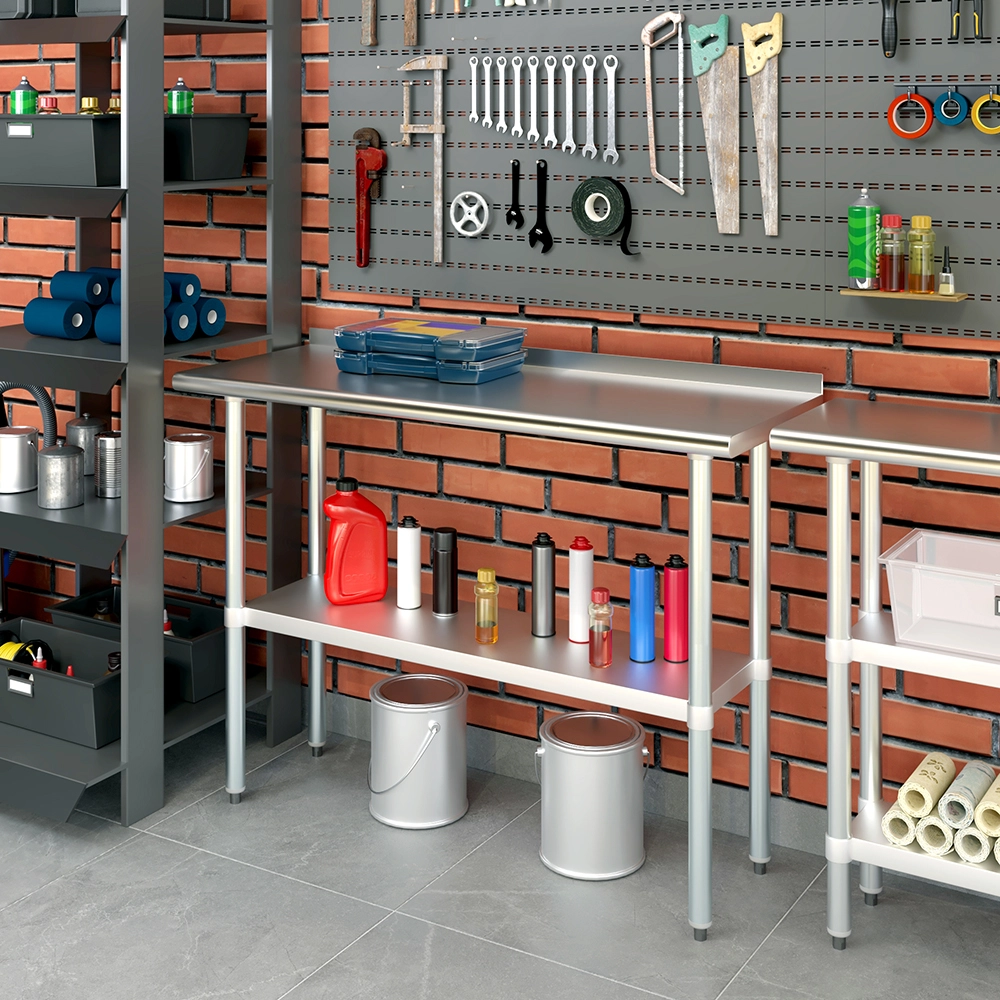 Open Box - 18 in. X 48 in. Stainless Steel Work Table with 1-1/2 in. Backsplash - Image 6