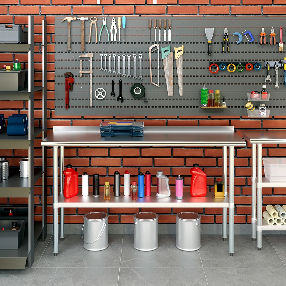 18 in. X 60 in. Stainless Steel Work Table with 1-1/2 in. Backsplash - Image 5