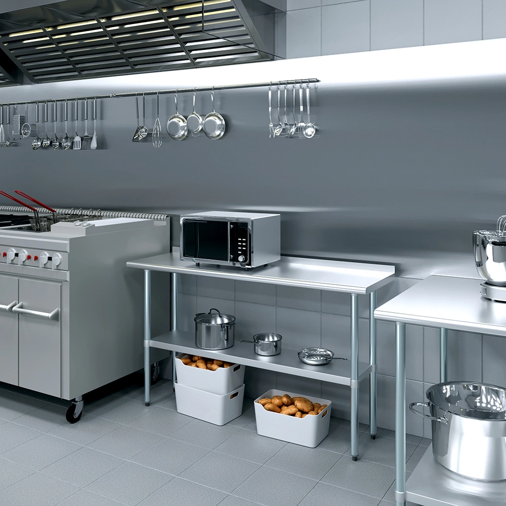 18 in. X 60 in. Stainless Steel Work Table with 1-1/2 in. Backsplash - Image 4
