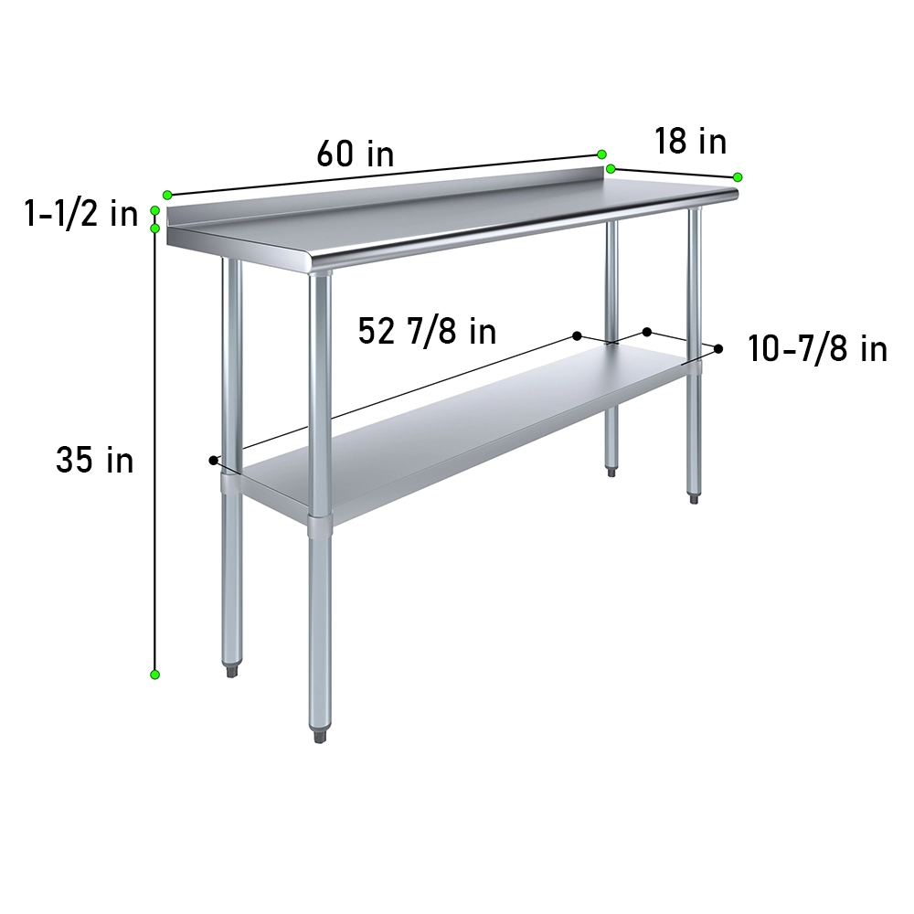 18 in. X 60 in. Stainless Steel Work Table with 1-1/2 in. Backsplash - Image 3