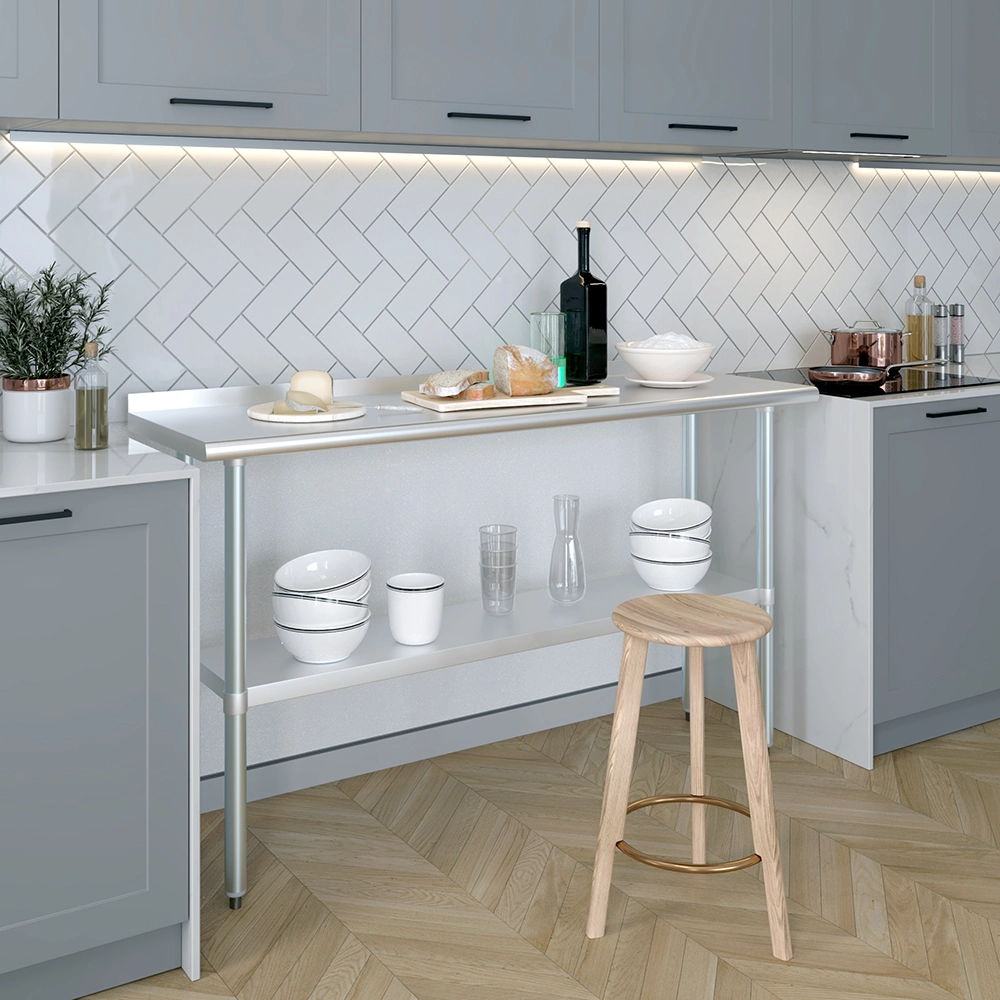 18 in. X 60 in. Stainless Steel Work Table with 1-1/2 in. Backsplash - Image 8
