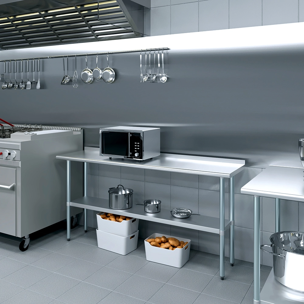 18 in. X 72 in. Stainless Steel Work Table with 1-1/2 in. Backsplash - Image 4