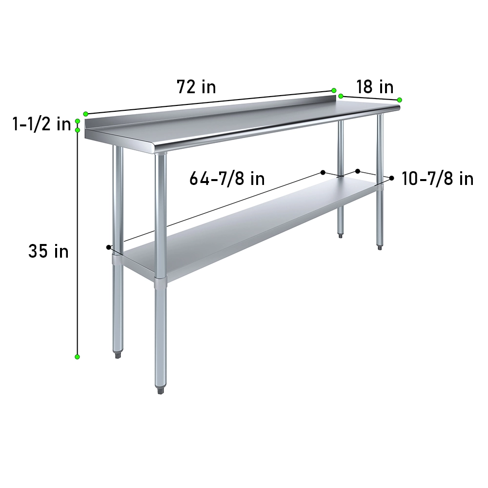 18 in. X 72 in. Stainless Steel Work Table with 1-1/2 in. Backsplash - Image 3