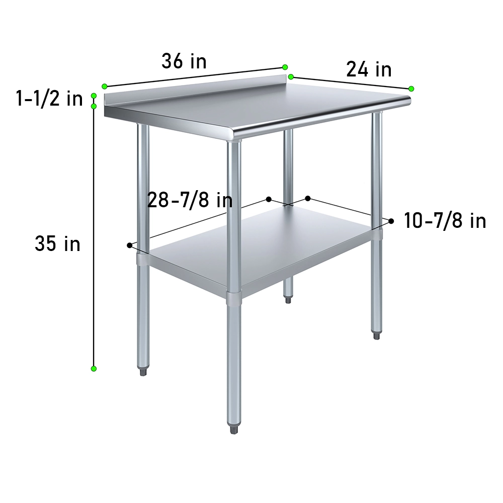 24 in. X 36 in. Stainless Steel Work Table with 1-1/2 in. Backsplash - Image 3