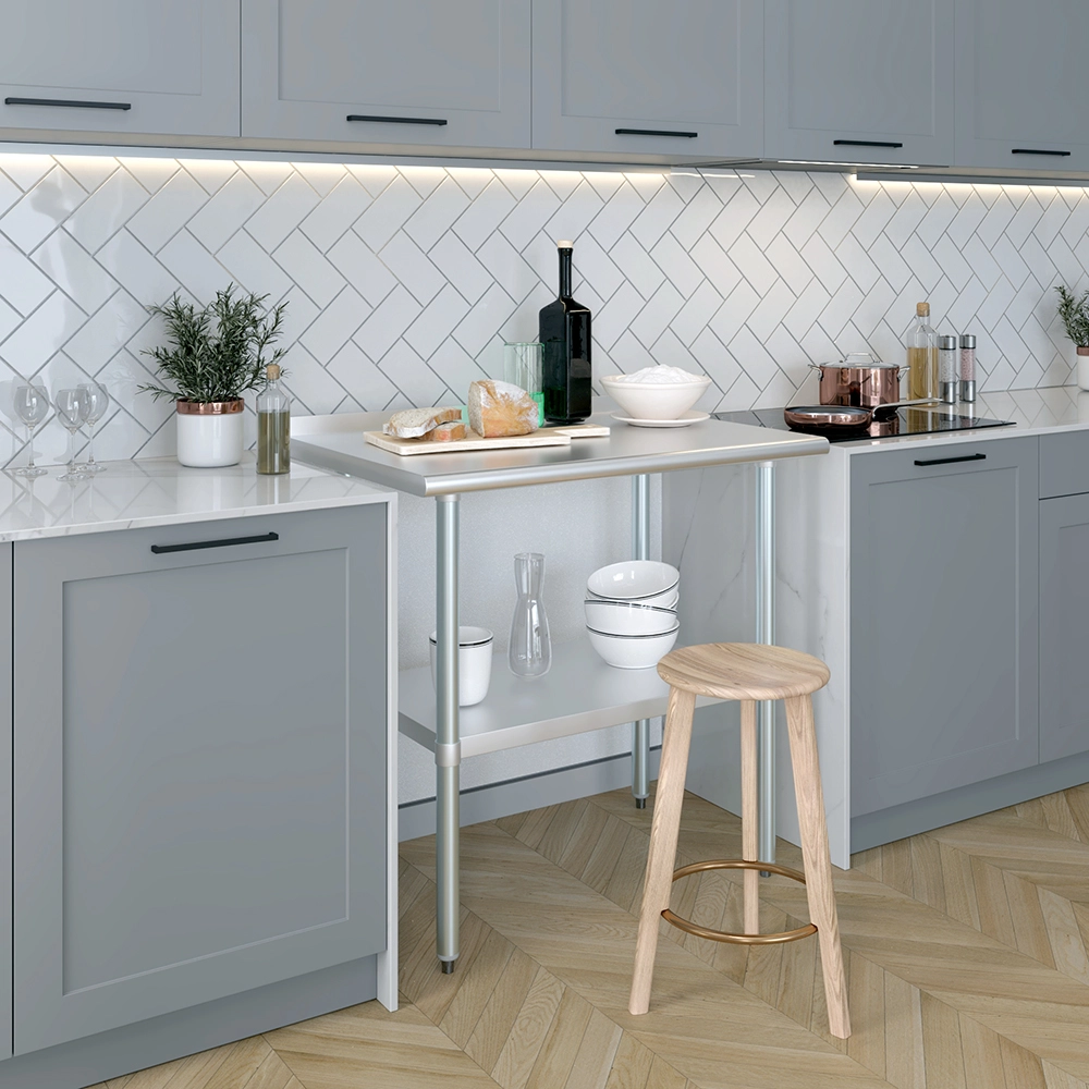 24 in. X 36 in. Stainless Steel Work Table with 1-1/2 in. Backsplash - Image 8