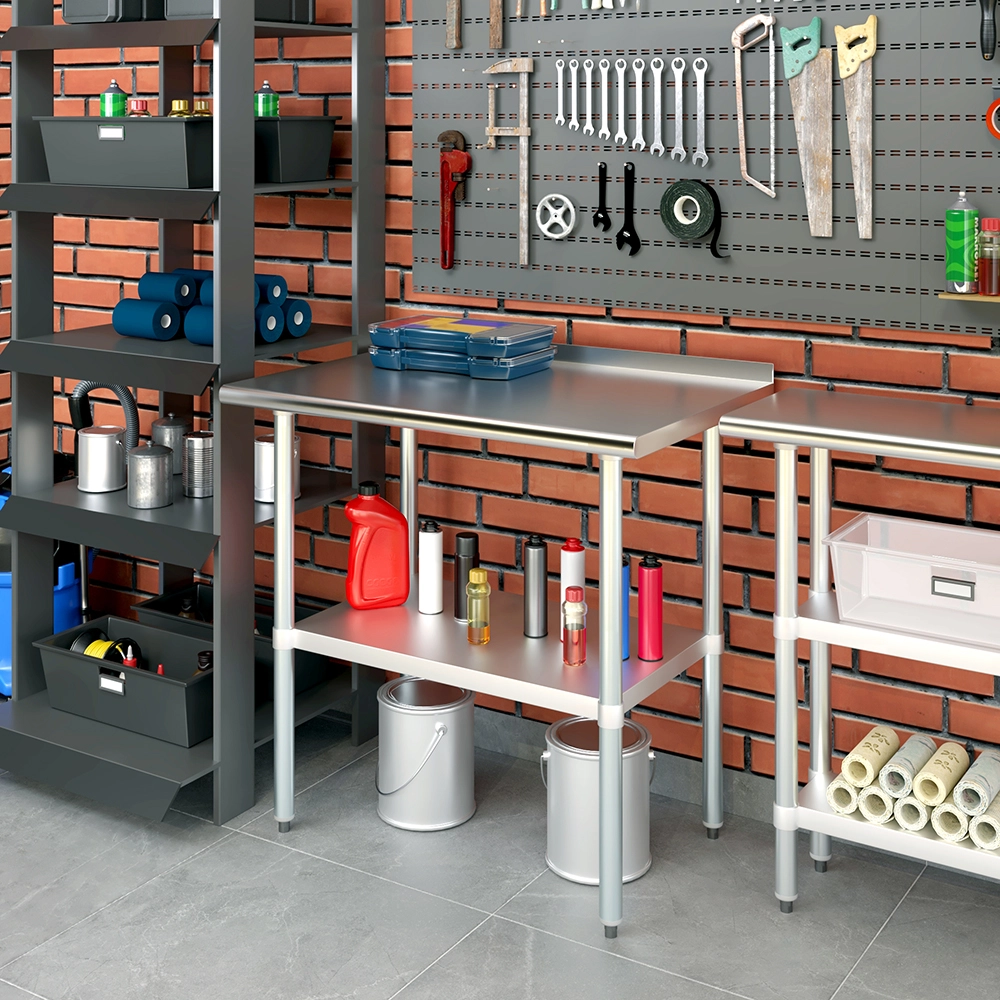 24 in. X 36 in. Stainless Steel Work Table with 1-1/2 in. Backsplash - Image 6