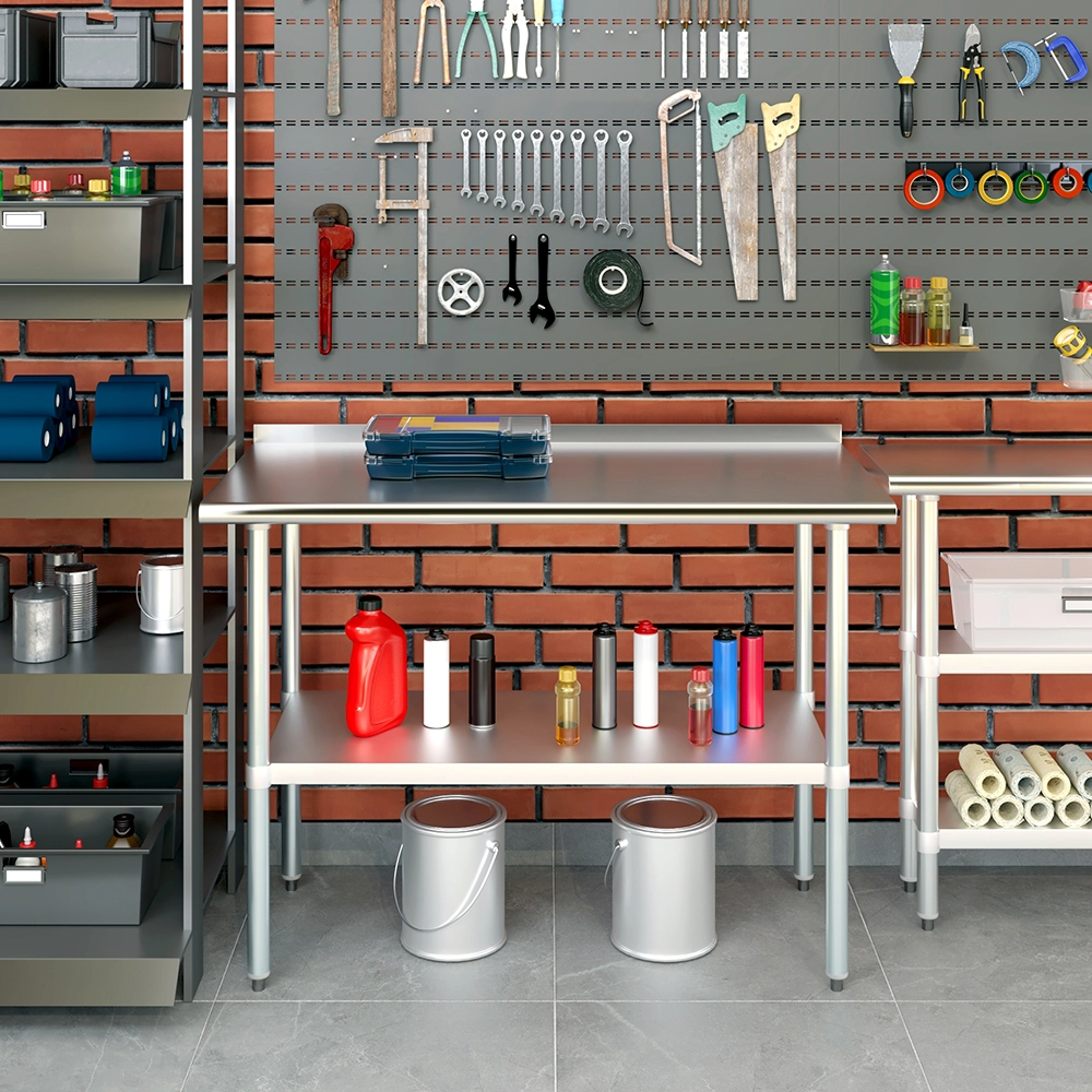 24 in. X 48 in. Stainless Steel Work Table with 1-1/2 in. Backsplash - Image 10