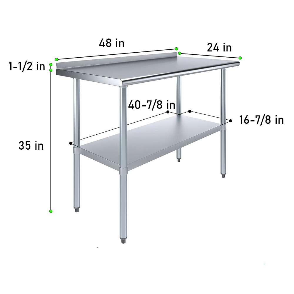 24 in. X 48 in. Stainless Steel Work Table with 1-1/2 in. Backsplash - Image 3