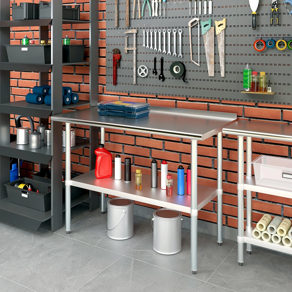 24 in. X 48 in. Stainless Steel Work Table with 1-1/2 in. Backsplash - Image 9