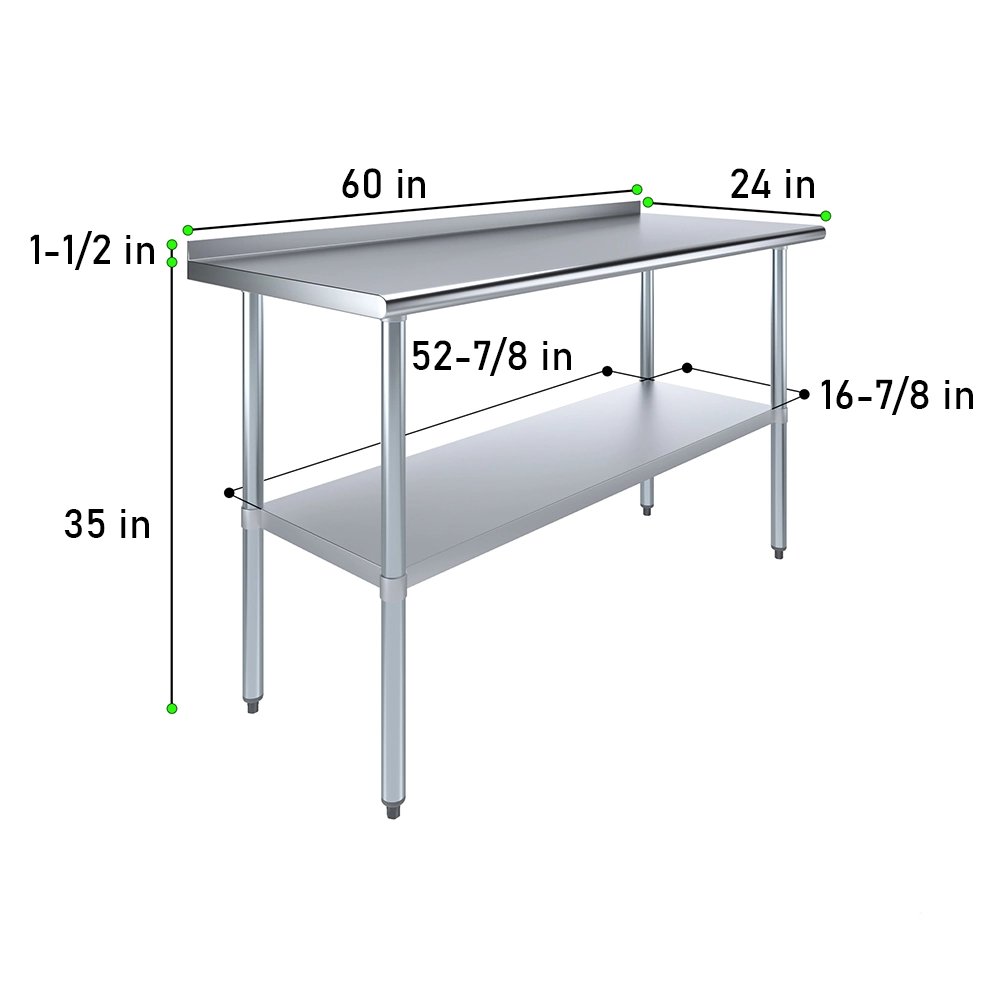 24 in. X 60 in. Stainless Steel Work Table with 1-1/2 in. Backsplash - Image 3