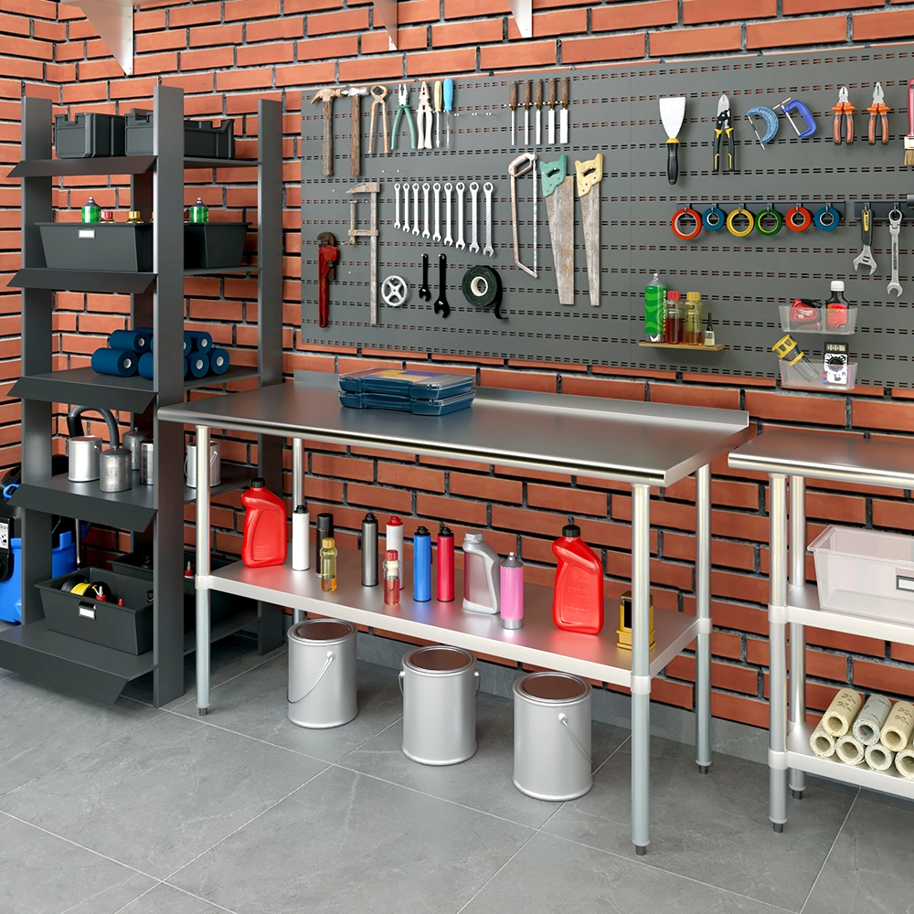 24 in. X 60 in. Stainless Steel Work Table with 1-1/2 in. Backsplash - Image 9